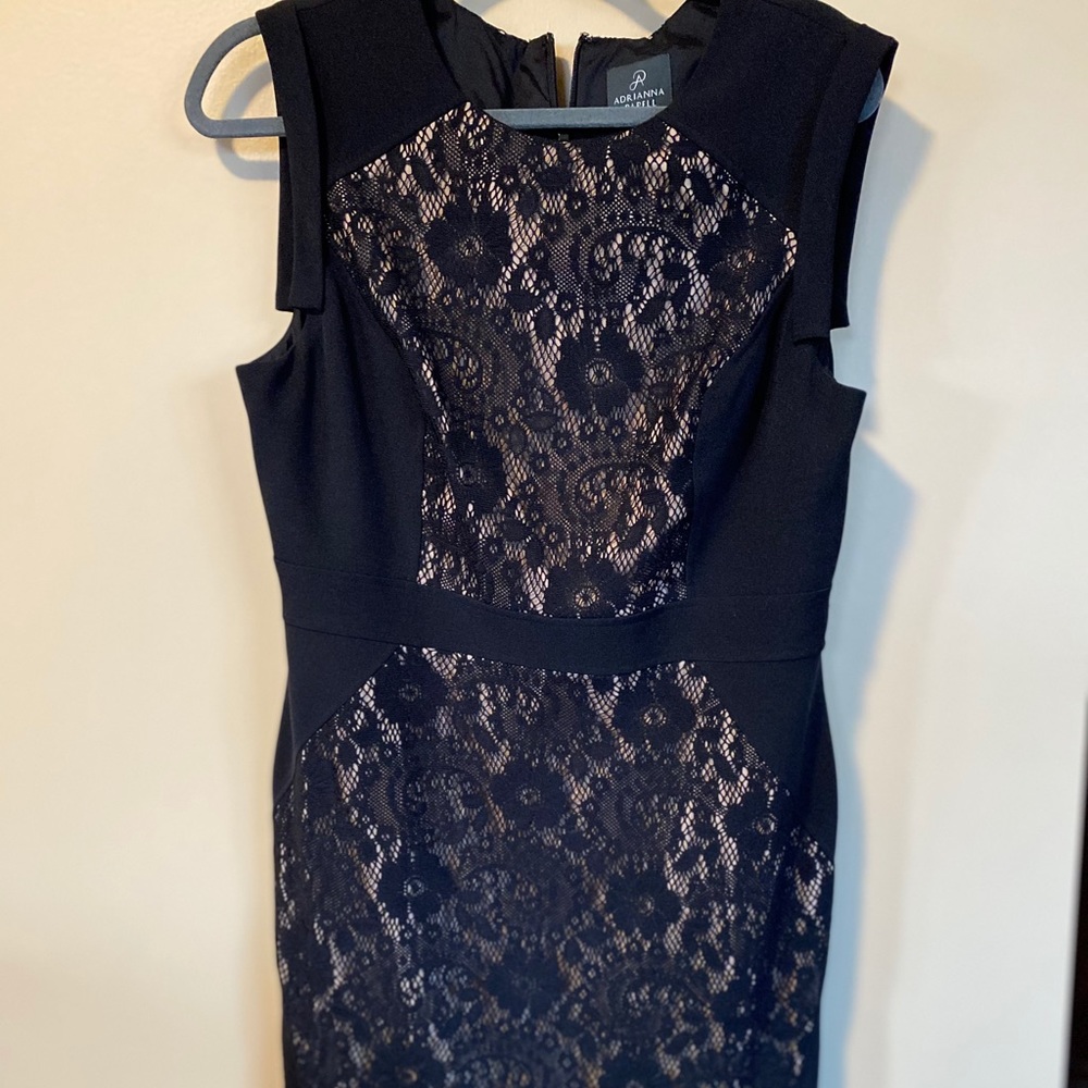Adrianna Papell Lace Inset Sheath Dress Size 14